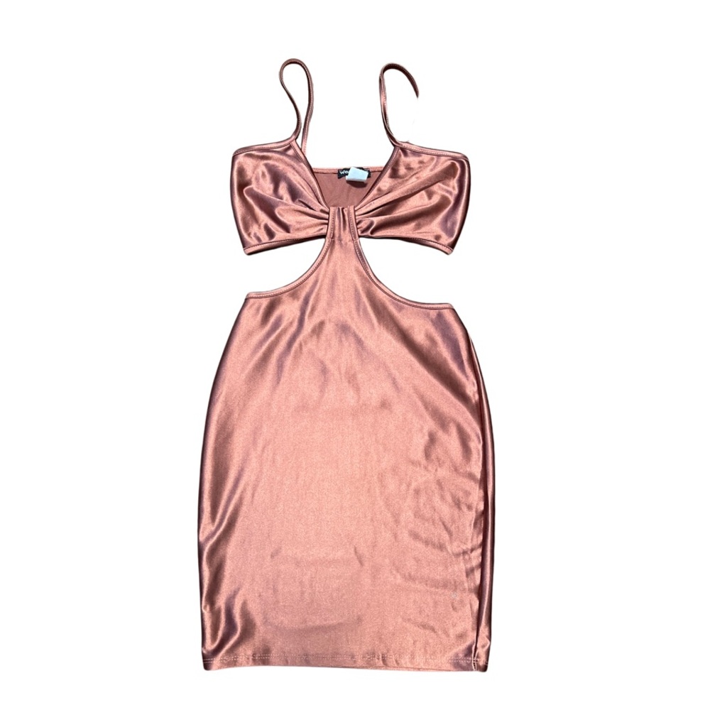 Copper/bronze mini cut out bronze dress